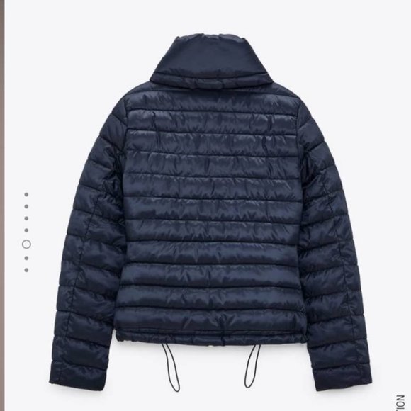 Zara Black Puffy Jacket/ Wind Breaker with Gold Hardware Zipper - Picture 5 of 5